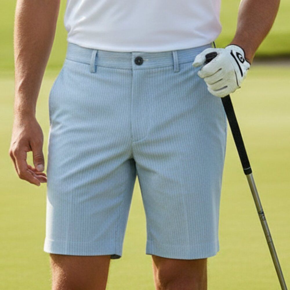 Brooks Brothers Men’s 34 Blue & White Stripe Performance Golf Shorts